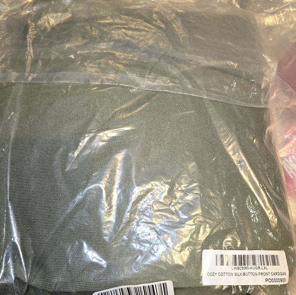 Lunya Cozy Cotton Button Front Silk Blend Cardigan Green New in Package Sz. L/XL - Picture 15 of 16